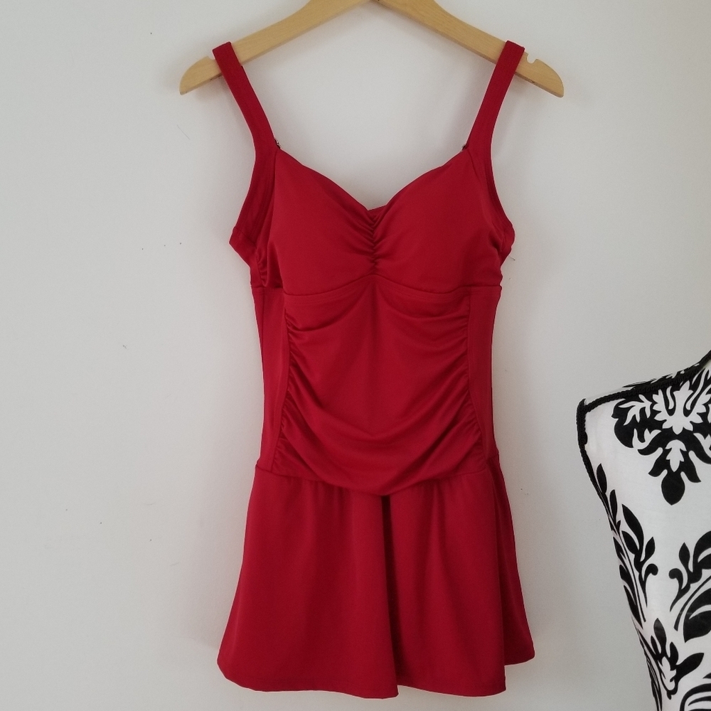 Jantzen Red Skirted One Piece Swimsuit